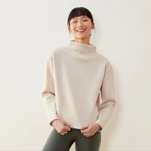 EUC ADAY Like A‎ Boss Mockneck Pullover Cream Size XS